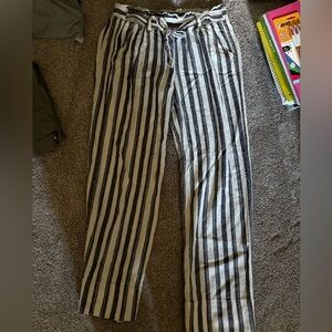 Grey and white striped pants